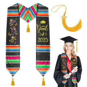 Mexican Embroidery Graduation Stole Class of 2025 Hispanic Mexican Graduation... - Picture 1 of 7