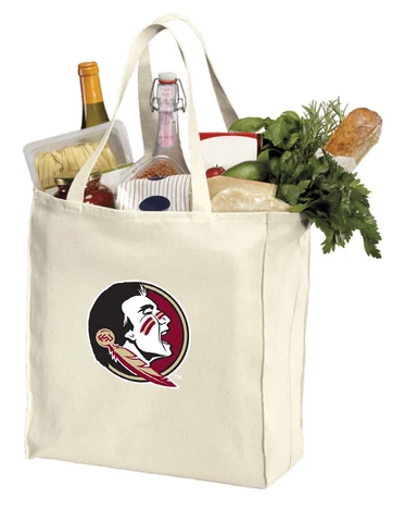 FSU Shopping BagsFLORIDA STATE Grocery Tote SHOPPER -100% NATURAL COTTON! Cover