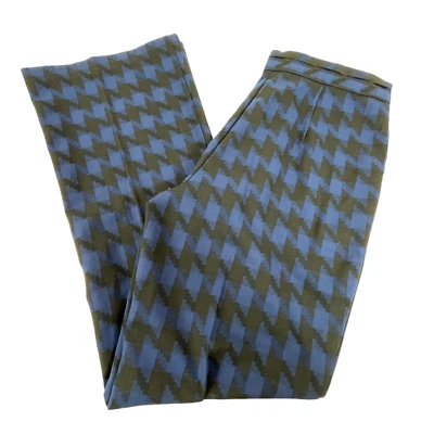 By Anthropologie Wiley Trouser Pants Sz 10 Womens Blue Houndstooth Stretchy - Image 1 of 4
