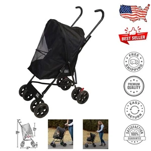 Lightweight Collapsible Pet Stroller with Mesh Ventilation - Ideal for Travel - Picture 1 of 9