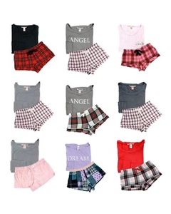 Victoria's Secret Flannel Lounger Shorts Pajama Sleep Set New - Picture 1 of 9