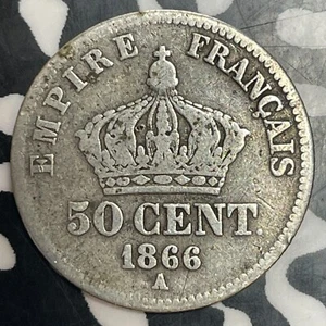 1866-A France 50 Centimes Lot#T3273 Silver! - Picture 1 of 2