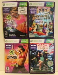 Lote de 4 Videojuegos XBOX 360 Zumba Fitness Core Dance Central Kinect Adventures - Imagen 1 de 6