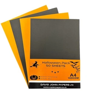 A4 160gsm Coloured Card Halloween Black & Orange Coloured Card Craft Decoration - Picture 1 of 10