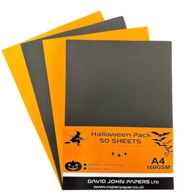 Halloween Black or Orange A4 160gsm Coloured Card Halloween Card Craft