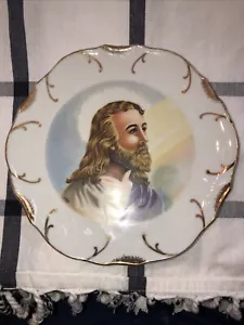 Piatto vintage da collezione Gesù 1942 con bordo in oro 18 carati - 8" - Giappone - Foto 1 di 4