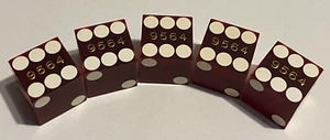 5er Set rote Craps Würfel Spirit Mountain Casino Grande Ronde Seriennummern 9564 - Bild 1 von 4