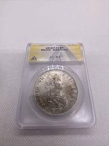 1818 PTS PJ Bolivia Silver 8R 8 Reales AU 53 Details Anacs Silver Potosi #566 - Picture 1 of 5