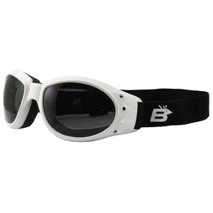 Birdz Eyewear Eagle Motorcycle Padded Goggles White Frame + Smoke Lens - Picture 1 of 4