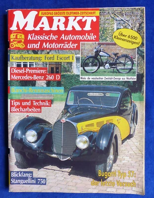 Oldtimer Markt Heft 6/1992 - Ford Escort Mercedes 260D Binachi Bugatti 57 Miele - Bild 1 von 3