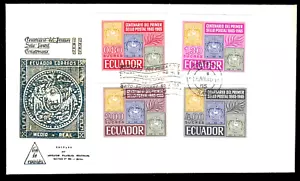 Ecuador 1186-89 FDC, 100 Años Sellos Ecuador, Bloque 13 - Imagen 1 de 1