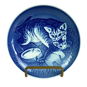 Plato de porcelana azul de colección Cat Kitten B&G madre 1971 Dinamarca Copenhague numerado - Imagen 1 de 5