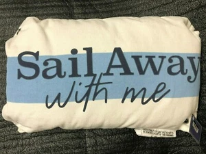 Sail Away With Me White/Blue Throw Pillow 16.5*10 - Picture 1 of 1