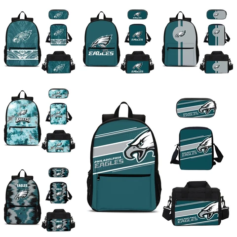 Philadelphia Eagles Kids 4PCS Backpack Set Lunch Box Crossbody Bag Pencil Case Cover