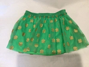 Girls Kids Tutu Tule Skirt Green Shamrock Gold Glitter Size XS Extra Small, 4-5 - Picture 1 of 3