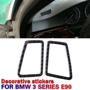 2005~12 Carbon Fiber Dashboard Air Vent Outlet Cover Trim For BMW 3-Series E90 - Picture 1 of 7