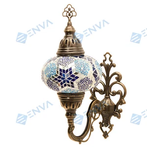 Turkish Moroccan Style Mosaic Multicolour Wall Sconce Light Lamp Large Globe - Picture 1 of 4