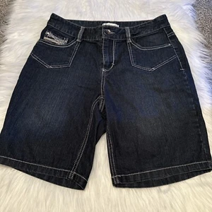 Christopher And Banks Womens Bermuda Jean Shorts Size 6 Dark Blue - Picture 1 of 7