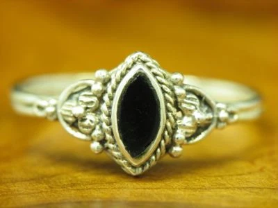 925 Anello IN Argento Sterling con Onice Ricoperto / Vero Argento / Rg 55/1,5g - Immagine 1 di 3