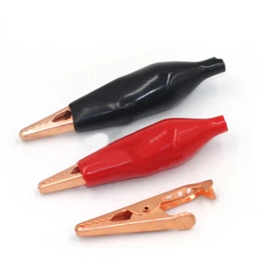 35mm 45mm Copper Alligator Croc Crocodile Clips Connectors Test Leads PVC Cover - Picture 1 of 4