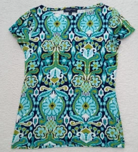 Jones New York Signature Womens Medium M Shirt Short Sleeve Multicolor Floral - Picture 1 of 9