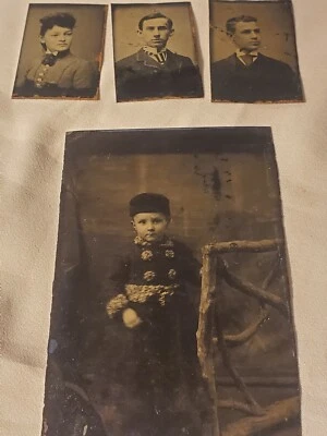 Vintage Antique   (4) Tin Type Photo Photographs Civil War Era - Image 1 of 4