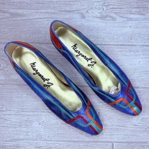 Vintage retro 1980 / 90's Margaret J SZ 8.5 Multi Color Flats / Shoes Leather - Picture 1 of 13