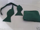 <Deal>Bottle Green Polyester Mens Self-Tie Bow Tie And Hankie Set + Instructions
