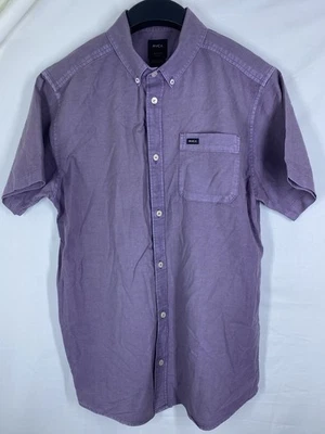 Camisa RVCA Para Hombres Mediana Calce Ajustado Púrpura Cambray Manga Corta Bolsillo con Botones EE. UU. Foto 1 de 4