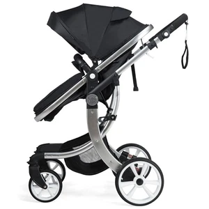 Folding Aluminum Infant Bassinet Reversible Baby Stroller W/ Outdoor Bag Black - Picture 1 of 5