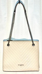 KARL LAGERFELD PARIS Charlotte Quilted Chain Strap Leather Shoulder Bag, WW, EUC - Picture 1 of 19