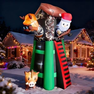 Inflables de Navidad de 8 pies decoraciones al aire libre caza Santa incorporados brillantes... - Imagen 1 de 7