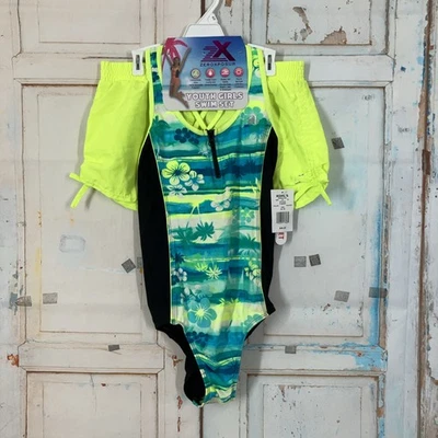 Молодежный купальник ZeroXposur костюм и шорты 1/4 на молнии для девочек размер 16/XL - Изображение 1 из 4