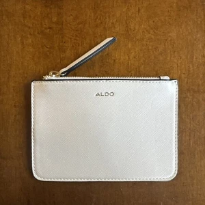 Aldo Kosmetiktasche Tasche hellbraun Kunstleder Reißverschluss Logo Futter Damen - Bild 1 von 7