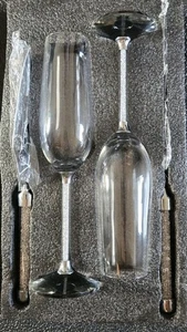Set 4 Pezzi Coltello per Torta Matrimonio e Flauti Champagne Servizio, Cristallo per Tostare... - Foto 1 di 3