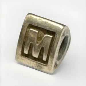 Authentic PANDORA Sterling Silver Capital Alphabet Block Letter M Charm 925 ALE - Picture 1 of 5