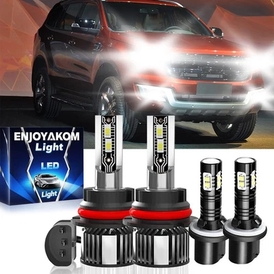 For Ford Ranger 1993-1996 10000K LED Headlight Hi/Lo + Fog Light Bulbs Combo 4x - Image 1 of 4
