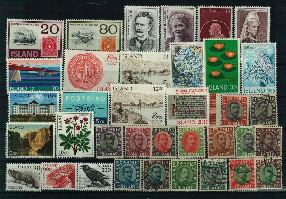 Island - Briefmarkenlot aus div.  Jahren - 1 Steckkarte - postfrisch/gestempelt - Image 1 of 1