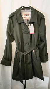 Hunter Women's  Stacy Trench Coat In Green Water Resistant NWT Size XL - Picture 1 of 4