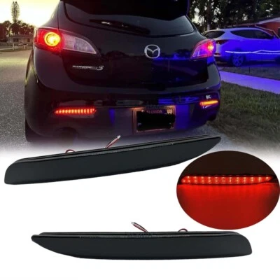 For 2010-2013 Mazda 3 Smoke Lens Red LED Rear Bumper Reflector Brake Light Lamps Foto 1 de 4