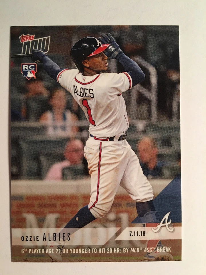 2018 Topps Now Online Exclusive Ozzie Albies Braves RC 446 20 HR's - Image 1 of 2