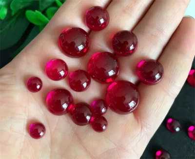Wholesale Round Cabochon Pigeon Blood Red Ruby Lab-Created AAAA+Loose Gems 10Pcs - Image 1 of 4