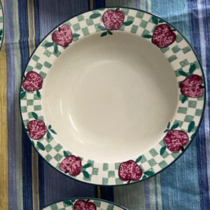 Tienshan STONEWARE SOPA CEREAL PASTA ENSALADERA TAZÓN MANZANAS VERDE A CUADROS - Imagen 1 de 5