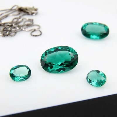 Oval Cut Emerald Blue Nano Crystal Heat Resistant Emerald Imitation Loose Stone - Image 1 of 4