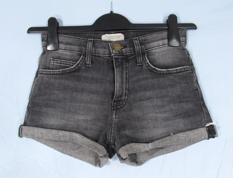 Pantalones Cortos de Bicicleta CURRENT/ELLIOT DESTEÑIDOS NEGROS Jeans Denim con Puños Cortados 0/24 Foto 1 de 4