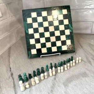  Malachite Marble Chess Board – Handmade Luxury Father’s Day Gift - Picture 1 of 8