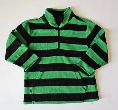 Пуловер Hanna Andersson 120 в полоску Kelly зеленый темно-синий флисовый 1/4 на молнии SR1-513 - Изображение 1 из 2