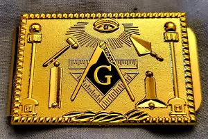 Masonic Gold Money Clip Freemason Vintage Lodge Regalia Eye Secret Society Notes - Picture 1 of 12