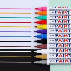 12 Paint Pen Marker Colour for Car Tyre Tire Metal Rubber Glass Permanent Marker - Picture 1 of 3