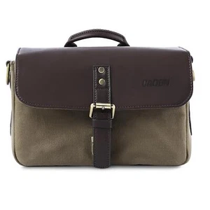 CADEN PUMA-01 Borsa fotografica fatta di tela e PU | verde militare / marrone - Foto 1 di 7